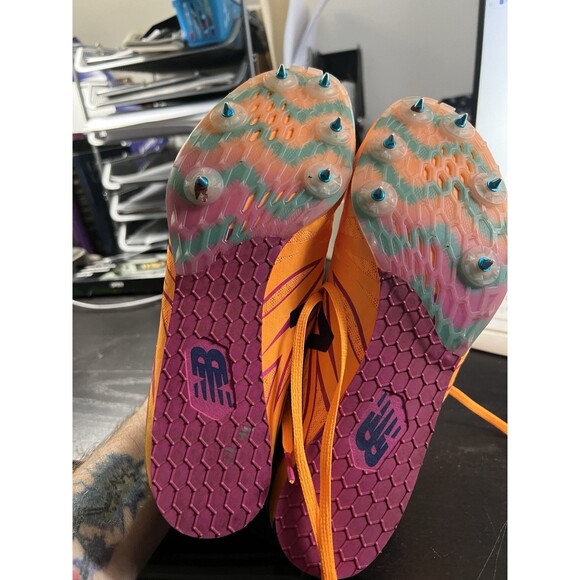 New Balance MD500v4 MensTrack Spikes Blue Yellow Orange MMD500B4 Size 10 - Picture 5 of 10